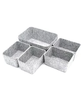 Welaxy Felt 5 Piece Drawer Organizer Bin Set