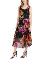 Robbie Bee Women's Floral-Print A-Line Dress