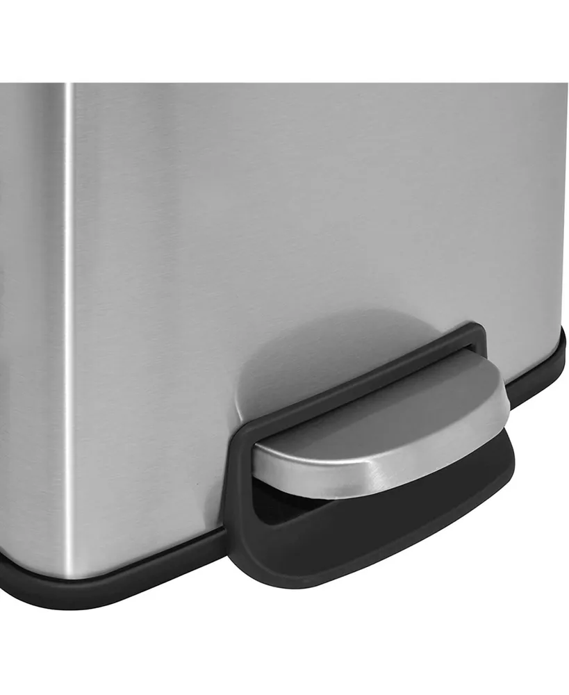 8 Gal./30 Liter and 1.3 Gal./5 Liter Rectangular Stainless Steel Step-on Trash Can Set for Kitchen and Bathroom