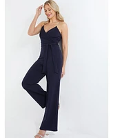 Quiz Women's Wrap Embellished Strap Palazzo Jumpsuit