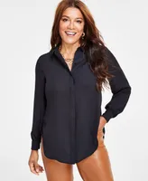 I.n.c. International Concepts Women's Button-Front Tunic Top, Created for Macy's