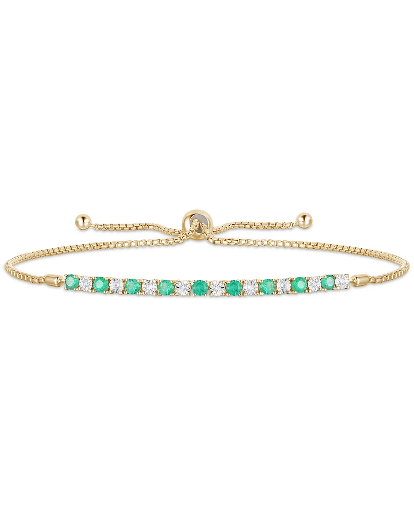 Sapphire (1/2 ct. t.w.) & Diamond (1/20 Bolo Bracelet 14k Gold (Also Available Ruby Emerald)