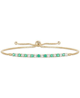 Sapphire (1/2 ct. t.w.) & Diamond (1/20 Bolo Bracelet 14k Gold (Also Available Ruby Emerald)