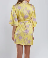 iCollection Women's Fiona Satin Print Robe - Yellow