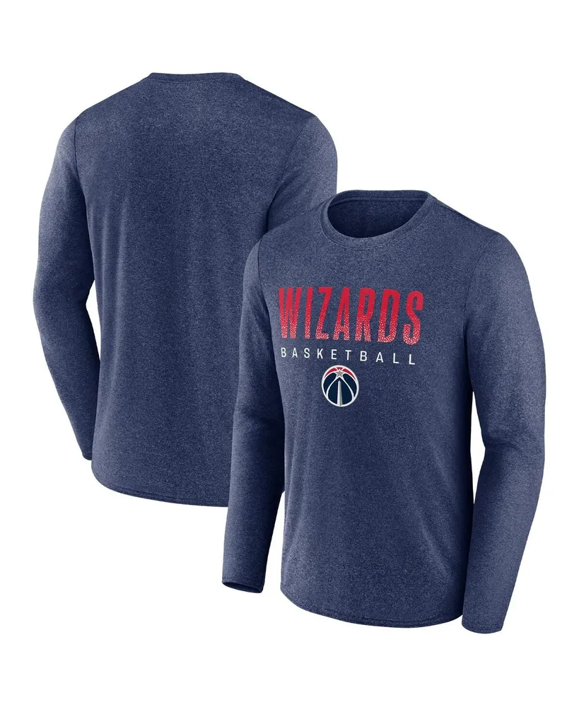 Men's Fanatics Heathered Navy Washington Wizards Where Legends Play Iconic Practice Long Sleeve T-shirt