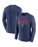 Men's Fanatics Heathered Navy Washington Wizards Where Legends Play Iconic Practice Long Sleeve T-shirt