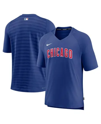 Men's Nike Royal Chicago Cubs Authentic Collection Pregame Raglan Performance V-Neck T-shirt