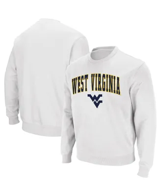 Men's Colosseum White West Virginia Mountaineers Arch and Logo Crew Neck Sweatshirt