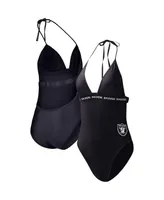 Women's G-iii 4Her by Carl Banks Black Las Vegas Raiders Full Count One-Piece Swimsuit