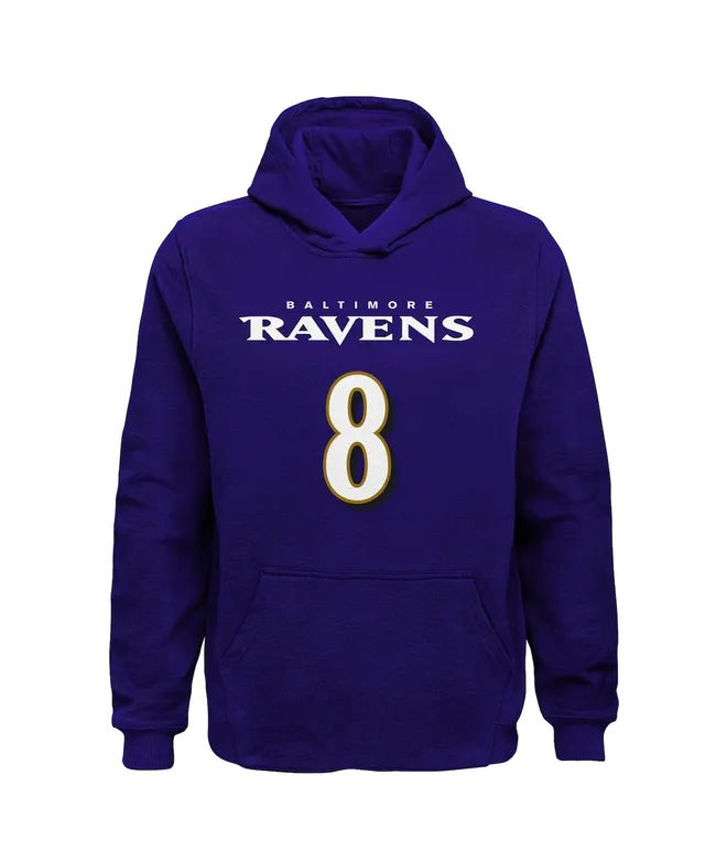 Outerstuff Youth Lamar Jackson Purple Baltimore Ravens Mainliner Player Name & Number Pullover Hoodie Size: Medium