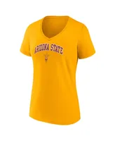 Women's Fanatics Gold Arizona State Sun Devils Evergreen Campus V-Neck T-shirt