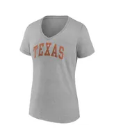 Women's Fanatics Heather Gray Texas Longhorns Basic Arch V-Neck T-shirt