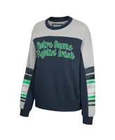 Women's Colosseum Navy, Heather Gray Notre Dame Fighting Irish Baby Talk Pullover Sweatshirt