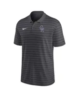 Men's Nike Charcoal Colorado Rockies Authentic Collection Victory Striped Performance Polo Shirt