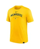 Men's Nike Heather Gold Milwaukee Brewers Authentic Collection Early Work Tri-Blend Performance T-shirt