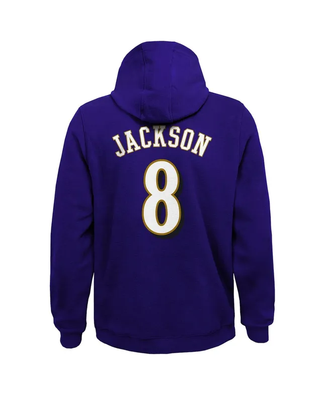 Youth Lamar Jackson Purple Baltimore Ravens Mainliner Name & Number  Pullover Hoodie