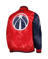 Men's Starter Navy, Red Washington Wizards Fast Break Satin Full-Snap Jacket