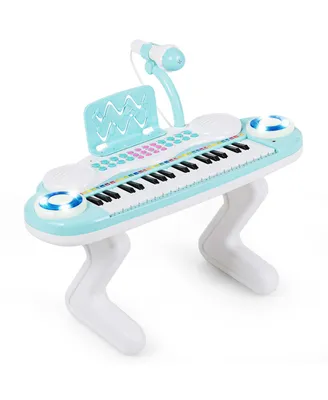Z-Shaped Kids Toy Keyboard Piano 37-Key Electronic Organ Light w/Microphone