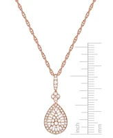 Diamond Round & Baguette Teardrop Cluster 18" Pendant Necklace (1/2 ct. t.w.)