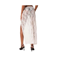 Women's Lace Low Rise High Slit Maxi Skirt