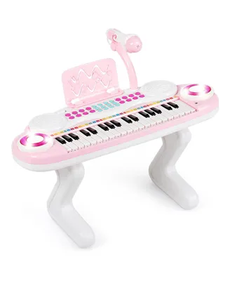 Costway Z-Shaped Kids Toy Keyboard Piano 37-Key Electronic Organ Light w/Microphone