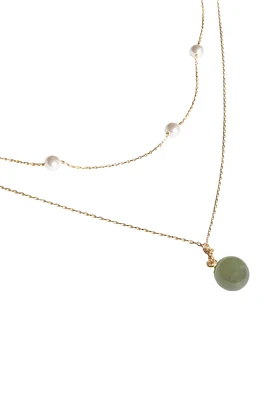 Donut — Green jade pendant necklace