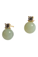 seree Esther — Green jade and zircon stud earrings