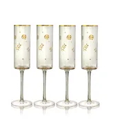 Plum Blossom Champagne Flute 8 oz Glasses, Set of 4