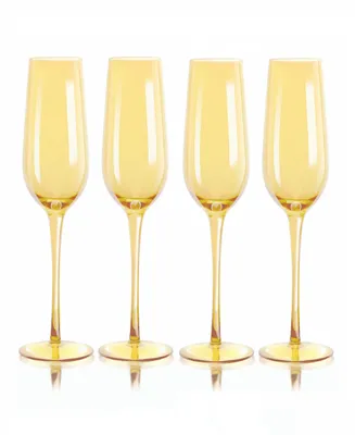 Qualia Glass Carnival Champagne Flutes, Set of 4
