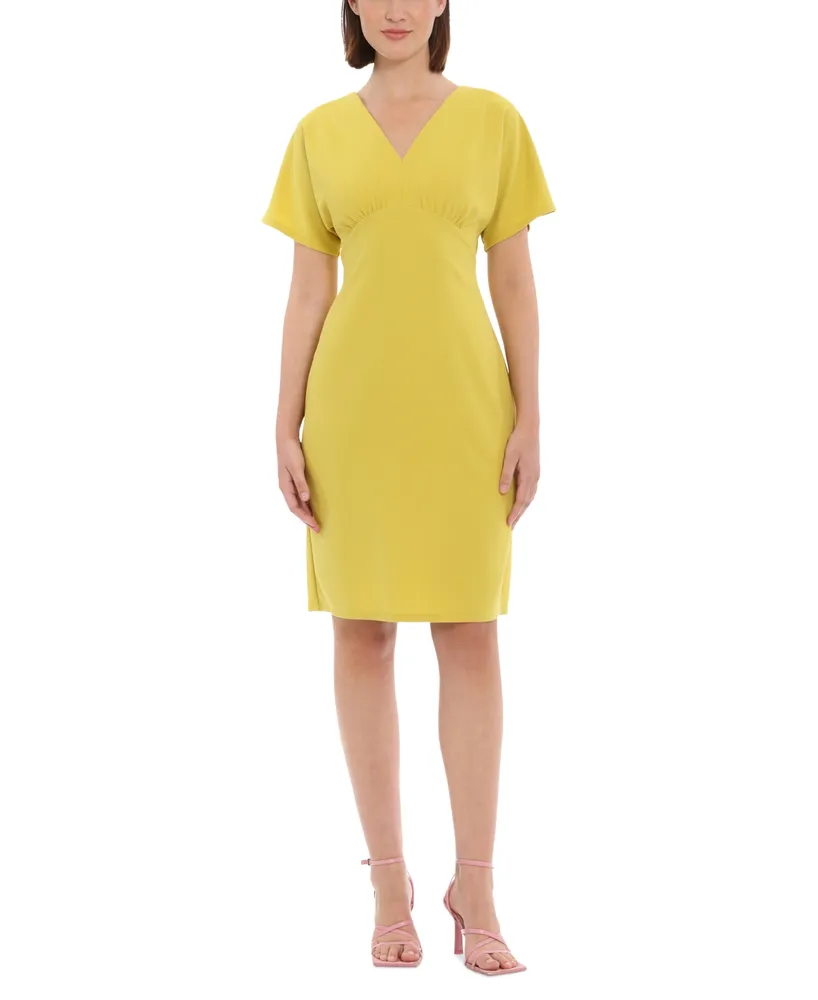 Women's V-Neck Draped Sleeve Sheath Dress