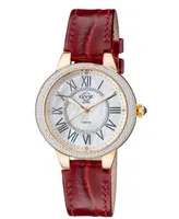 GV2 by Gevril Women's Astor Ii Swiss Quartz Red Leather Watch 36mm