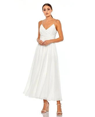Mac Duggal Women's Ieena Faux Wrap Sleeveless Flowy Dress