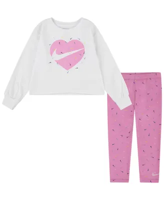 Nike Toddler Girls Long Sleeve T-shirt and Leggings, 2 Piece Set