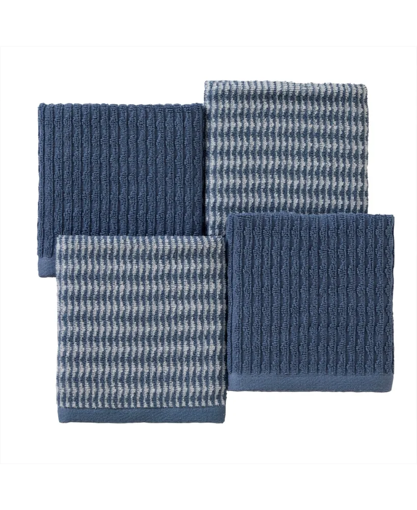 Skl Home Long Borough Turkish Cotton 4 Piece Washcloth Set, 12" x