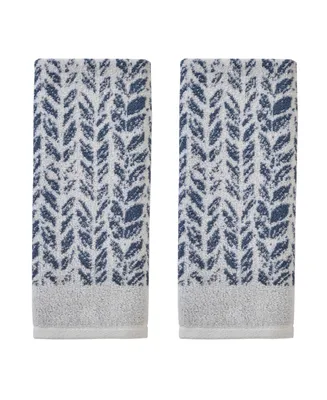 Skl Home Distressed Leaves Turkish Cotton 2 Piece Hand Towel Set, 26" x 16"