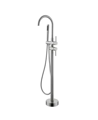 Simplie Fun Mount Bathtub Faucet Freestanding Tub Filler Brushed Nickel Standing High Flow Shower Faucets