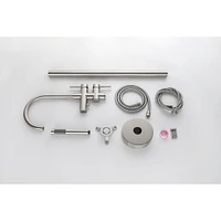 Mount Bathtub Faucet Freestanding Tub Filler Brushed Nickel Standing High Flow Shower Faucets