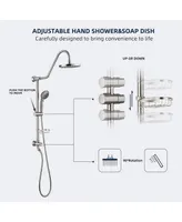Shower System With Rain Showerhead, 5-Function Hand Showerble Slide Bar And Soap