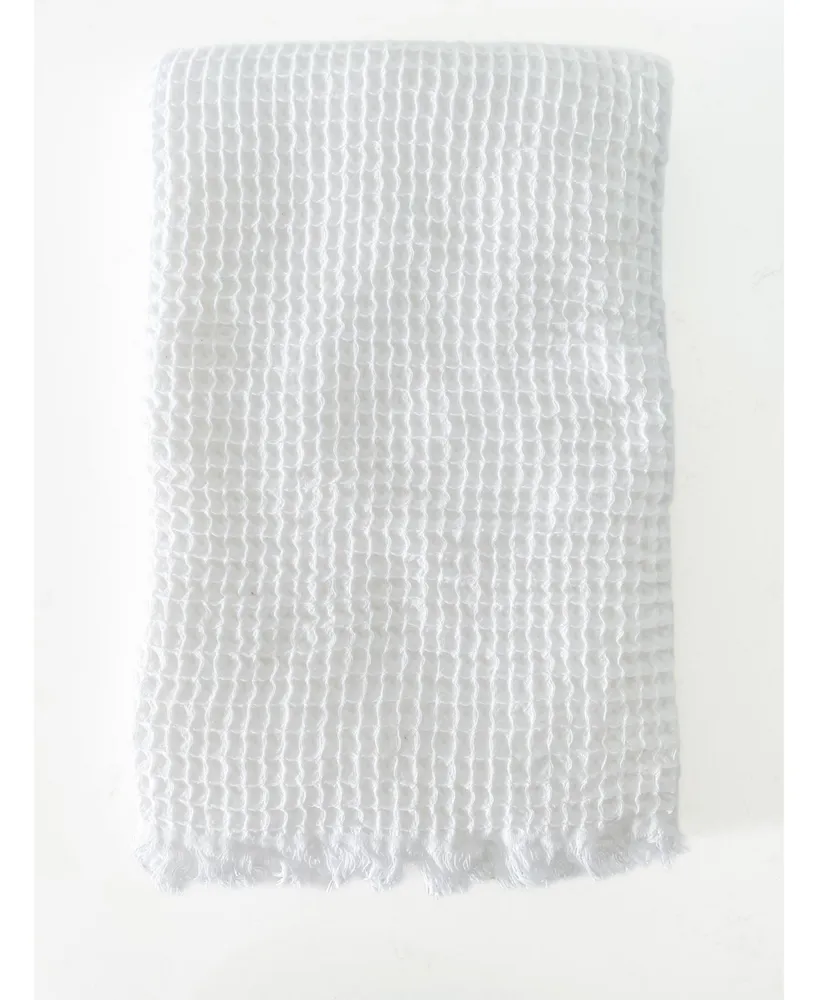 White Turkish Cotton Waffle Throw Blanket 50x70