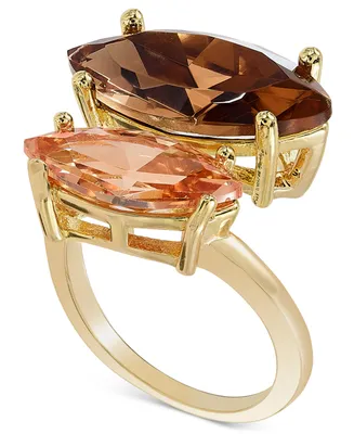 I.n.c. International Concepts Gold-Tone Crystal & Cubic Zirconia Double Stone Ring, Created for Macy's