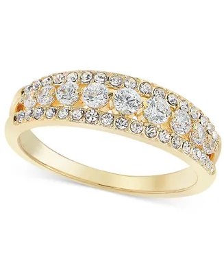 Charter Club Gold-Tone Crystal & Cubic Zirconia Band Ring, Created for Macy's