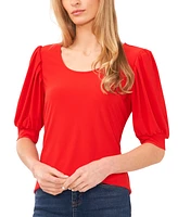 CeCe Women's Elbow-Sleeve Scoop-Neck Shirred Knit Top