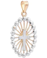 Cross Beaded Edge Pendant in 14k Two-Tone Gold, Created for Macy's