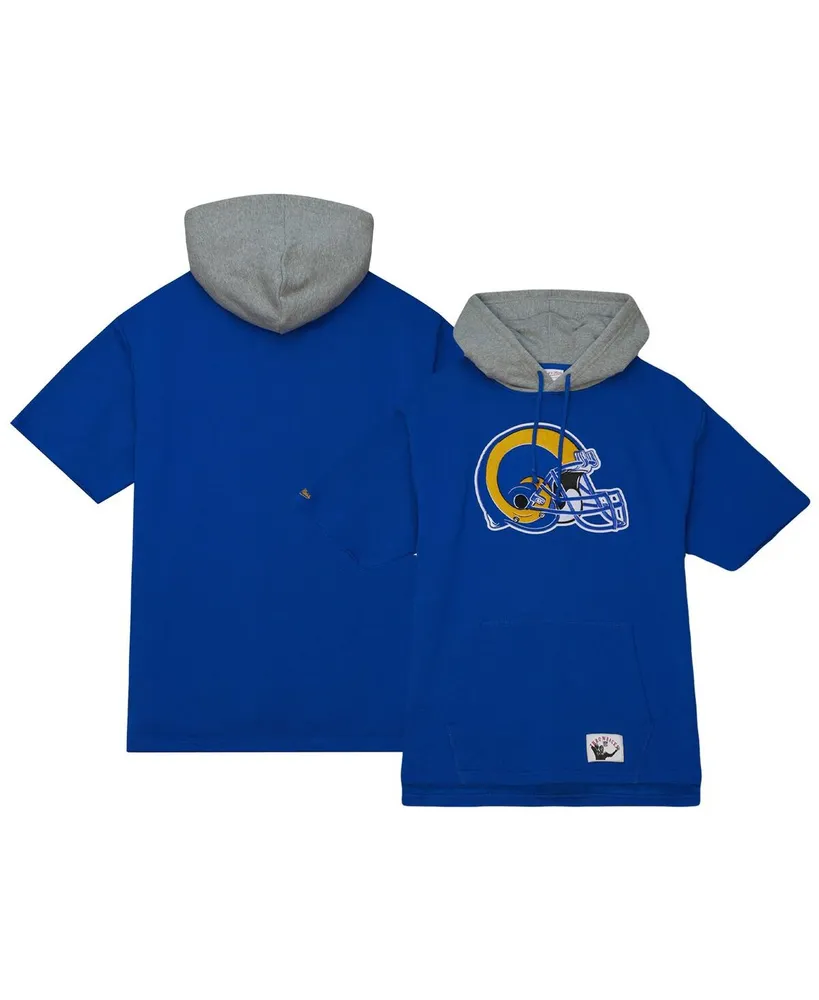 Men's Mitchell & Ness Royal Los Angeles Rams Postgame Short Sleeve Hoodie