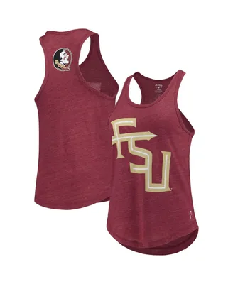 Women's League Collegiate Wear Heather Garnet Florida State Seminoles Two-Hit Intramural Tri-Blend Scoop Neck Racerback Tank Top