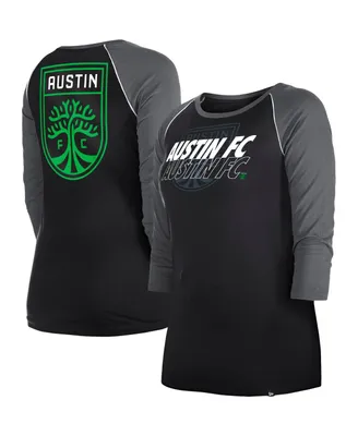Women's New Era Black Austin Fc Athletic Raglan 3/4-Sleeve T-shirt