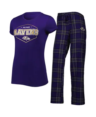 Women's Concepts Sport Purple, Black Baltimore Ravens Plus Size Badge T-shirt and Pants Sleep Set