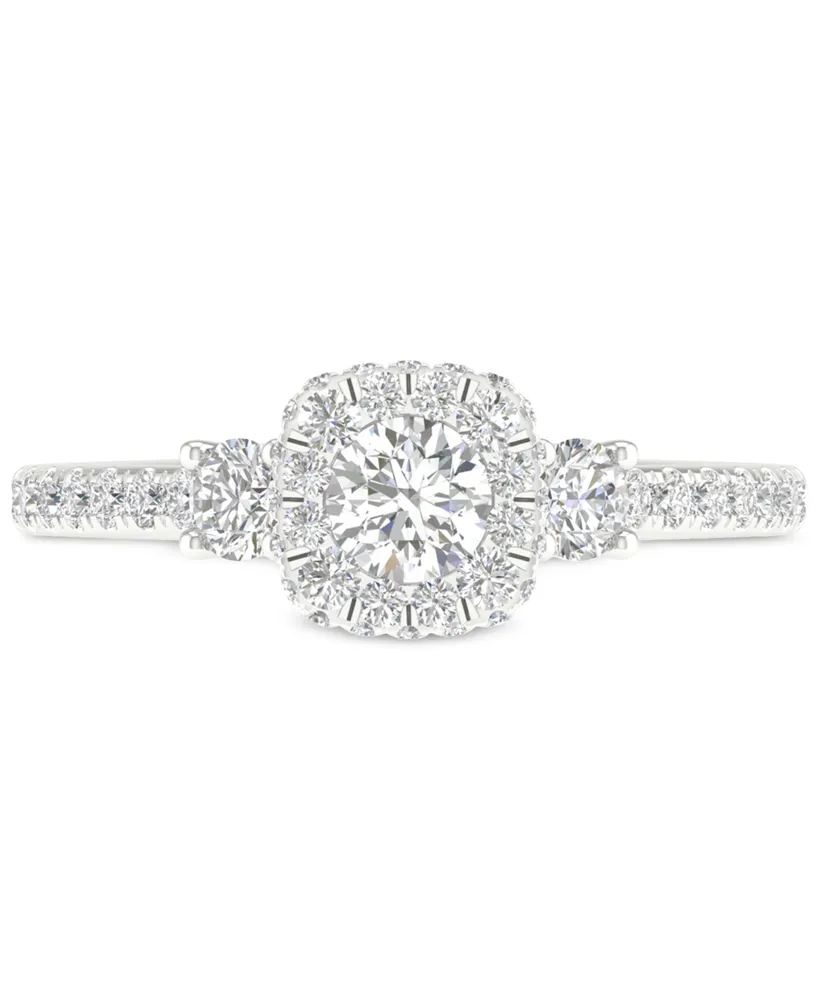 Diamond Halo Engagement Ring (1 ct. t.w.) in 14k White Gold