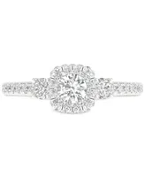 Diamond Halo Engagement Ring (1 ct. t.w.) in 14k White Gold