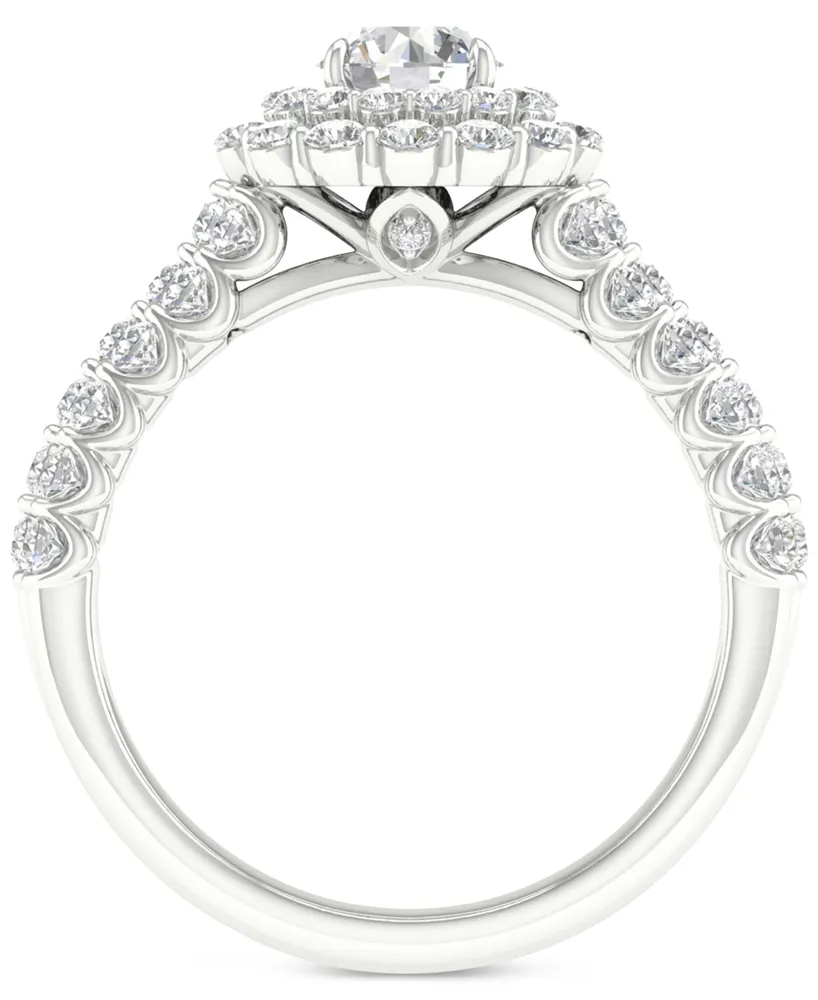 Diamond Double Halo Multi-Row Engagement Ring (1-1/2 ct. t.w.) in 14k White Gold